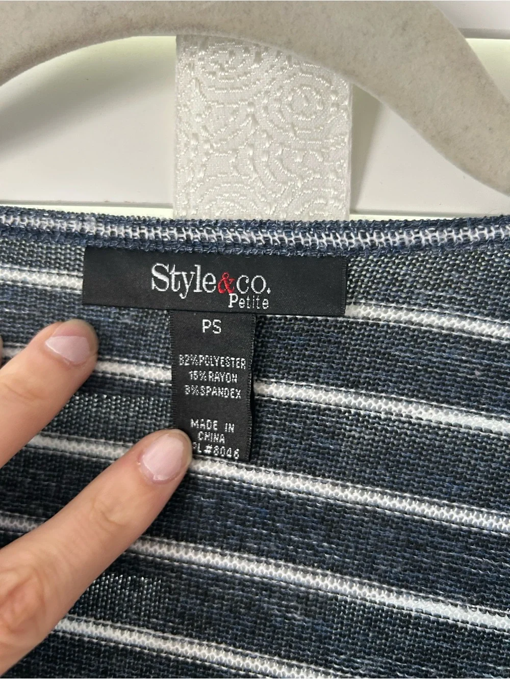 Style & Co Sweater Navy and White Stripes Petite Small
